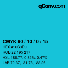 カラーコード: CMYK 90 / 10 / 0 / 15 | qconv.com
