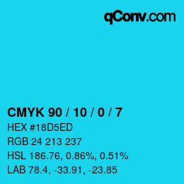 颜色代码: CMYK 90 / 10 / 0 / 7 | qconv.com