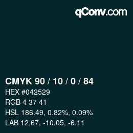 Color code: CMYK 90 / 10 / 0 / 84 | qconv.com