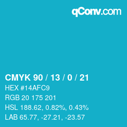 Color code: CMYK 90 / 13 / 0 / 21 | qconv.com
