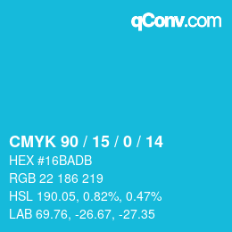 颜色代码: CMYK 90 / 15 / 0 / 14 | qconv.com