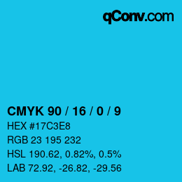 カラーコード: CMYK 90 / 16 / 0 / 9 | qconv.com