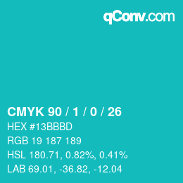 Color code: CMYK 90 / 1 / 0 / 26 | qconv.com