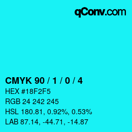 Color code: CMYK 90 / 1 / 0 / 4 | qconv.com