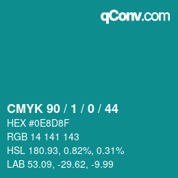カラーコード: CMYK 90 / 1 / 0 / 44 | qconv.com