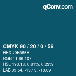 Color code: CMYK 90 / 20 / 0 / 58 | qconv.com