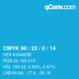颜色代码: CMYK 90 / 23 / 0 / 14 | qconv.com