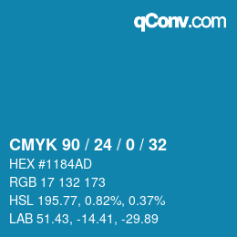 カラーコード: CMYK 90 / 24 / 0 / 32 | qconv.com