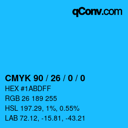 Color code: CMYK 90 / 26 / 0 / 0 | qconv.com