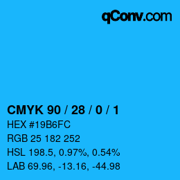 颜色代码: CMYK 90 / 28 / 0 / 1 | qconv.com