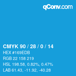 颜色代码: CMYK 90 / 28 / 0 / 14 | qconv.com