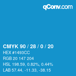 颜色代码: CMYK 90 / 28 / 0 / 20 | qconv.com