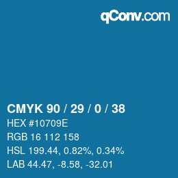 Color code: CMYK 90 / 29 / 0 / 38 | qconv.com