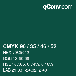 Color code: CMYK 90 / 35 / 46 / 52 | qconv.com