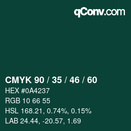 Color code: CMYK 90 / 35 / 46 / 60 | qconv.com