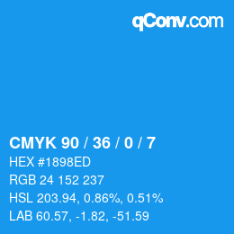 颜色代码: CMYK 90 / 36 / 0 / 7 | qconv.com