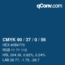 Code couleur: CMYK 90 / 37 / 0 / 56 | qconv.com