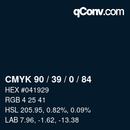 Farbcode: CMYK 90 / 39 / 0 / 84 | qconv.com