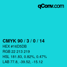 颜色代码: CMYK 90 / 3 / 0 / 14 | qconv.com
