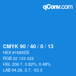 カラーコード: CMYK 90 / 40 / 0 / 13 | qconv.com