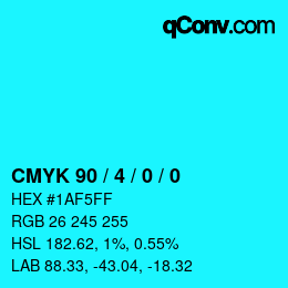 カラーコード: CMYK 90 / 4 / 0 / 0 | qconv.com