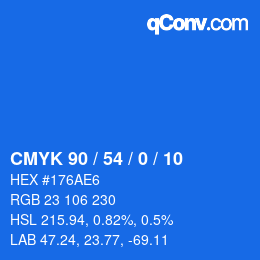 カラーコード: CMYK 90 / 54 / 0 / 10 | qconv.com