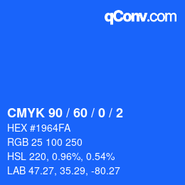 カラーコード: CMYK 90 / 60 / 0 / 2 | qconv.com