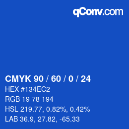 カラーコード: CMYK 90 / 60 / 0 / 24 | qconv.com