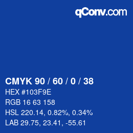 カラーコード: CMYK 90 / 60 / 0 / 38 | qconv.com