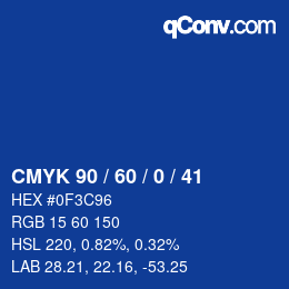颜色代码: CMYK 90 / 60 / 0 / 41 | qconv.com