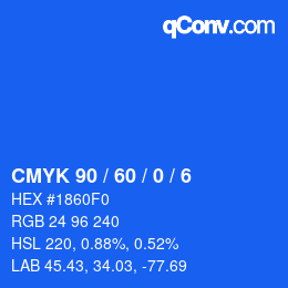 カラーコード: CMYK 90 / 60 / 0 / 6 | qconv.com