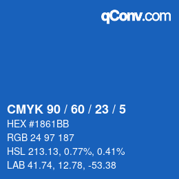 カラーコード: CMYK 90 / 60 / 23 / 5 | qconv.com