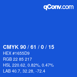 颜色代码: CMYK 90 / 61 / 0 / 15 | qconv.com