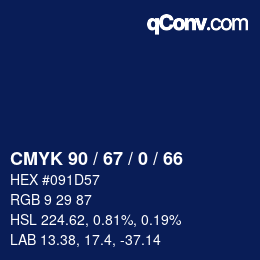颜色代码: CMYK 90 / 67 / 0 / 66 | qconv.com