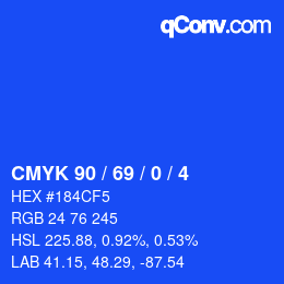 カラーコード: CMYK 90 / 69 / 0 / 4 | qconv.com