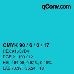 颜色代码: CMYK 90 / 6 / 0 / 17 | qconv.com