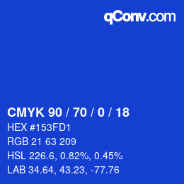 Código de color: CMYK 90 / 70 / 0 / 18 | qconv.com
