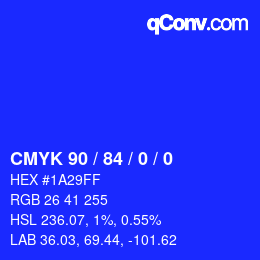 颜色代码: CMYK 90 / 84 / 0 / 0 | qconv.com