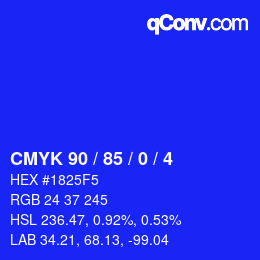 カラーコード: CMYK 90 / 85 / 0 / 4 | qconv.com