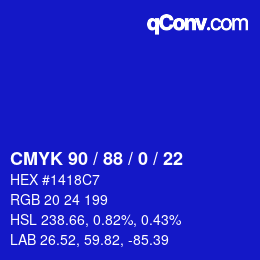 Color code: CMYK 90 / 88 / 0 / 22 | qconv.com