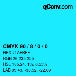 カラーコード: CMYK 90 / 8 / 0 / 0 | qconv.com