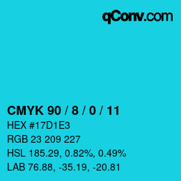 Color code: CMYK 90 / 8 / 0 / 11 | qconv.com