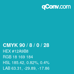 カラーコード: CMYK 90 / 8 / 0 / 28 | qconv.com