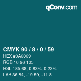 Color code: CMYK 90 / 8 / 0 / 59 | qconv.com