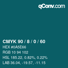 カラーコード: CMYK 90 / 8 / 0 / 60 | qconv.com
