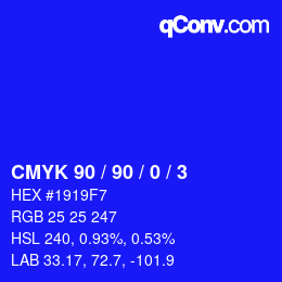 颜色代码: CMYK 90 / 90 / 0 / 3 | qconv.com