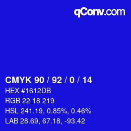 カラーコード: CMYK 90 / 92 / 0 / 14 | qconv.com