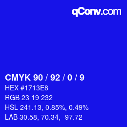 Color code: CMYK 90 / 92 / 0 / 9 | qconv.com