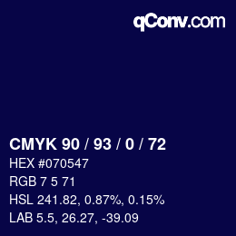 颜色代码: CMYK 90 / 93 / 0 / 72 | qconv.com
