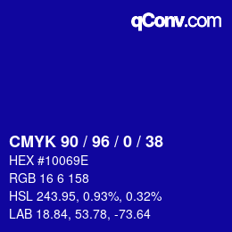 Code couleur: CMYK 90 / 96 / 0 / 38 | qconv.com